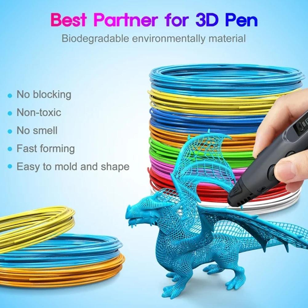 20PCS 3D Pen PLA Multi Color Refills Filament 5Meters Each Low Temperature Printing Material For Kids Adult Creative Art Tools
