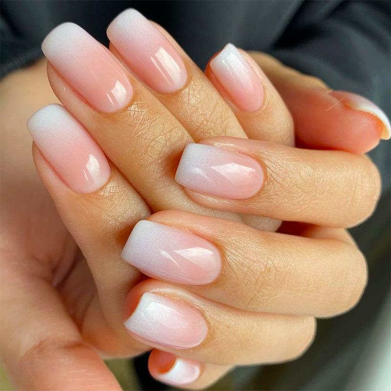 

White French Ombre Removable Press-On Nail Tips for Manicure
