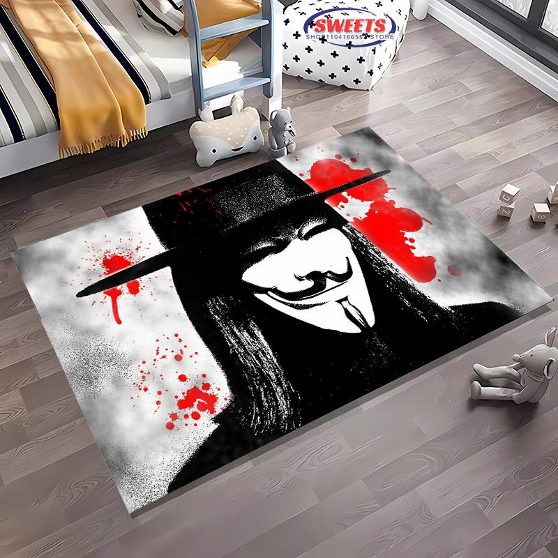 V for Vendetta Carpet! Bedroom Floor Mat, Living Room Bed Mat, Non-slip Exquisite Home Decoration, Durable Machine Washable Rug