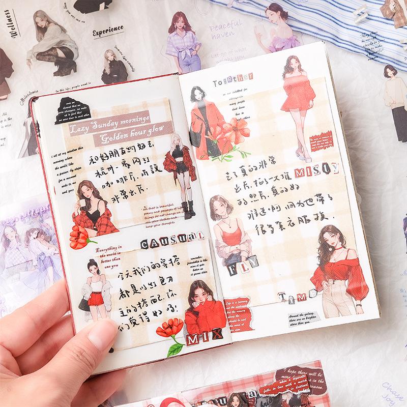 6pcs Kawaii Cartoon Girl Character Stickers pack Creativity Decorative Hand Account Diary Scrapbooking material