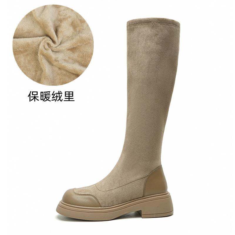 

Женские осенне-зимние новые длинные сапоги на толстой подошве, эластичные сапоги-рыцари, ретро-бархатные сапоги на толстом каблуке, высокие сапоги, тонкие сапоги женские 33