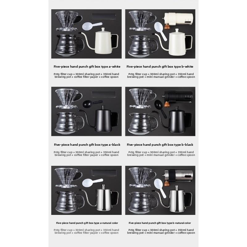 Gift Set of Pour-over Coffee Maker and Accessories - Coffee Utensils with 5-piece Filter Set