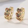 Copper Material Hand Carved Inlaid Synthetic Zirconia Heart Shaped Hoop Earrings Women Exquisite Banquet Wedding Jewelry