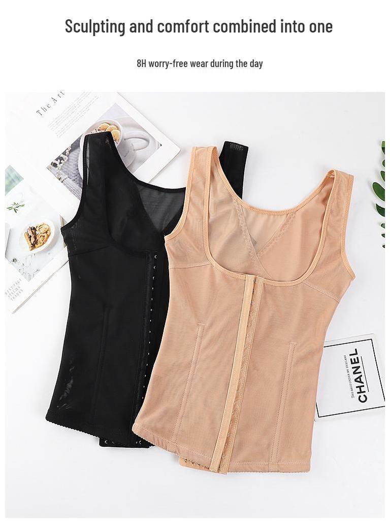 Postpartum Tummy Control Push-Up Corset Vest: Six-Row Hook Body Shaper for Women