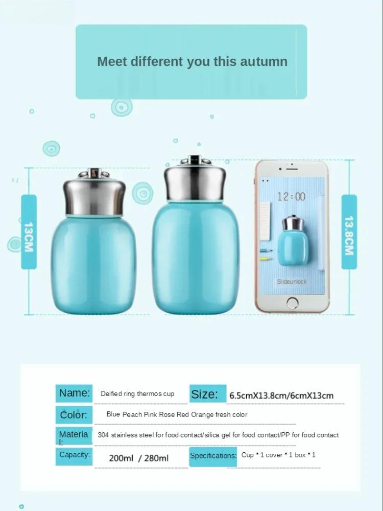 200ML/280ML Mini Cute Coffee Vacuum Flasks Thermos Stainless Steel Travel Drink Water Bottle Thermoses Cups and Mugs
