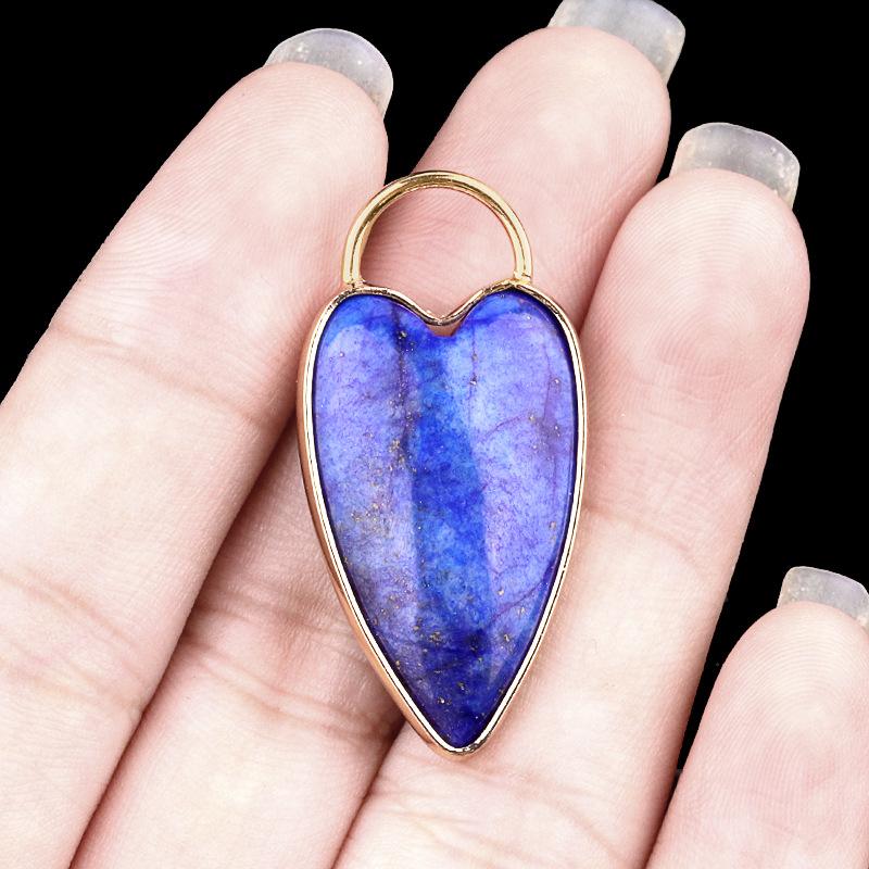 1pc Heart-shaped Quartz Stone Pendant Natural Amethysts Aventurine Labradorite Love Charms for Women Necklace Earrings DIY