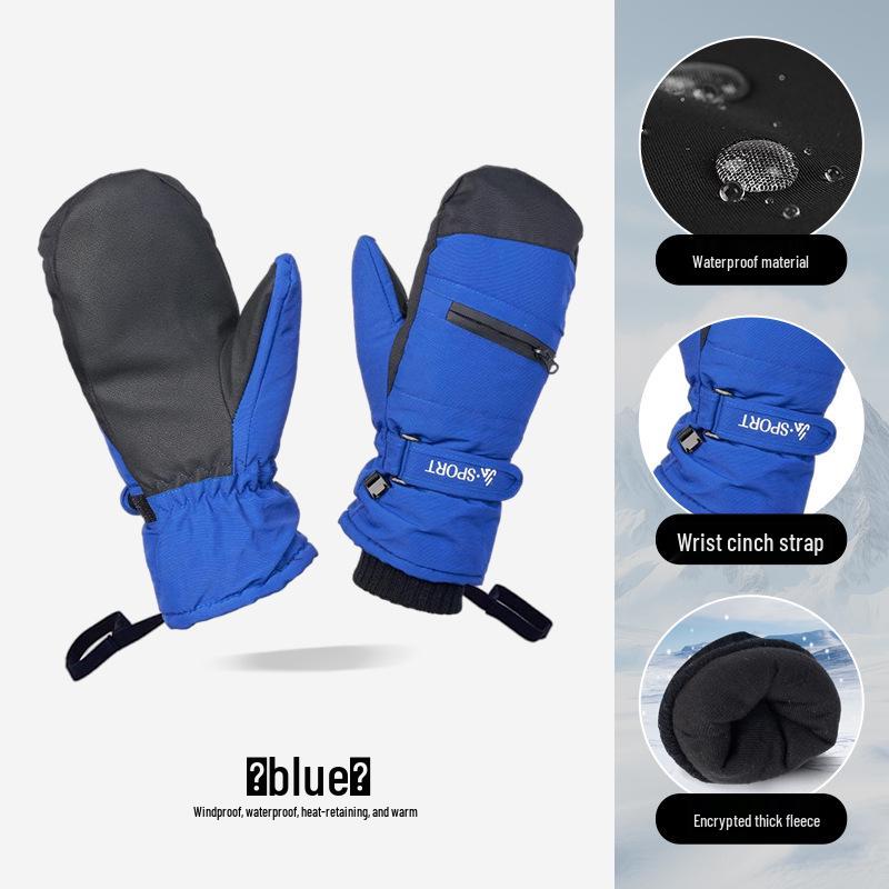 Unisex zimní lyžařské rukavice: Silný samet, voděodolný, větruodolný, dotykový displej, protiskluzový pro venkovní cyklistiku