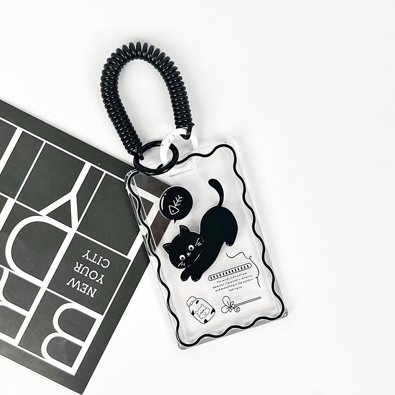 Porte-carte photo acrylique transparent Kawaii Chat de luxe Protecteur de carte Idole Kpop Pendentif de sac créatif Sacs de rangement pour carte d'identité de campus
