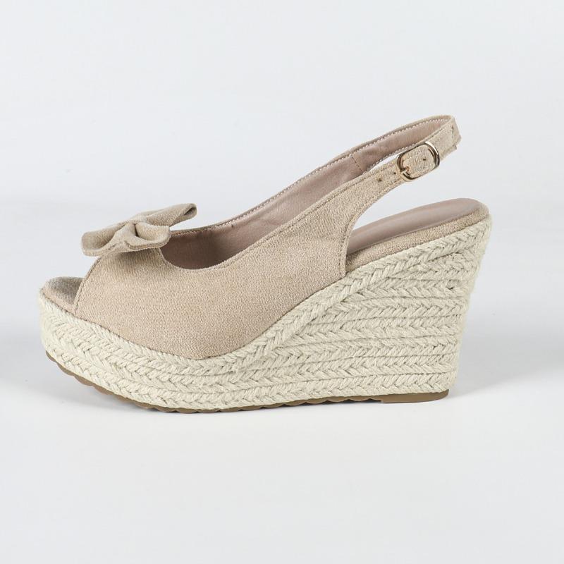 Butterfly Knot Peep toe Summer Shoes Women High Heels Sandals Fashion Brand Wedges Ladies Party Shoes Wedge Sandals 10cm Plus Size 42