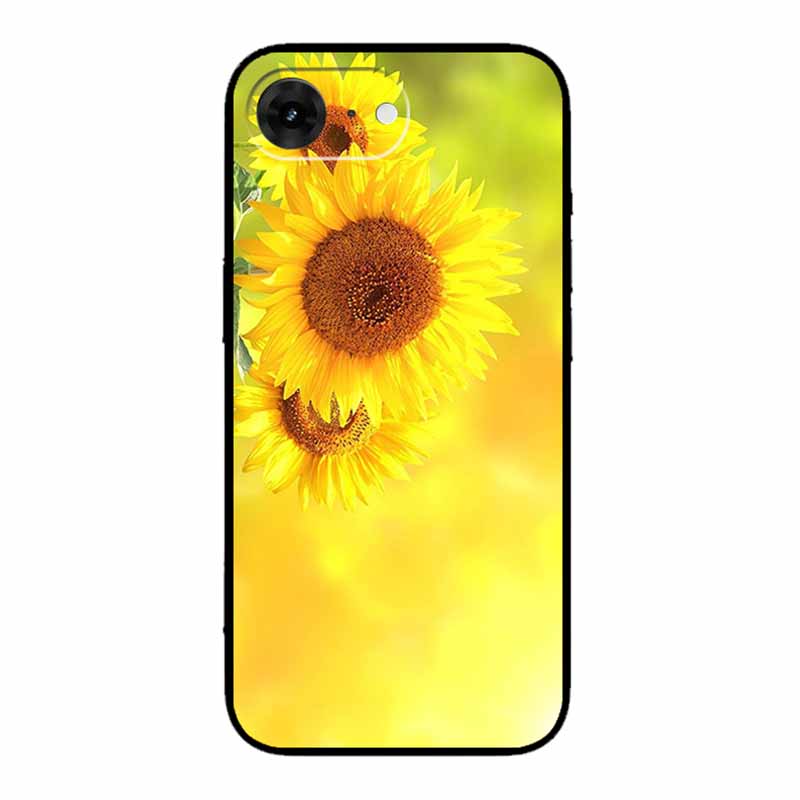 For iPhone 16e 2025 Case 16 E Coque Flowers Black Silicone Soft Back Cover Case For iPhone 16e Phone Cases 6.1" Funda Shockproof