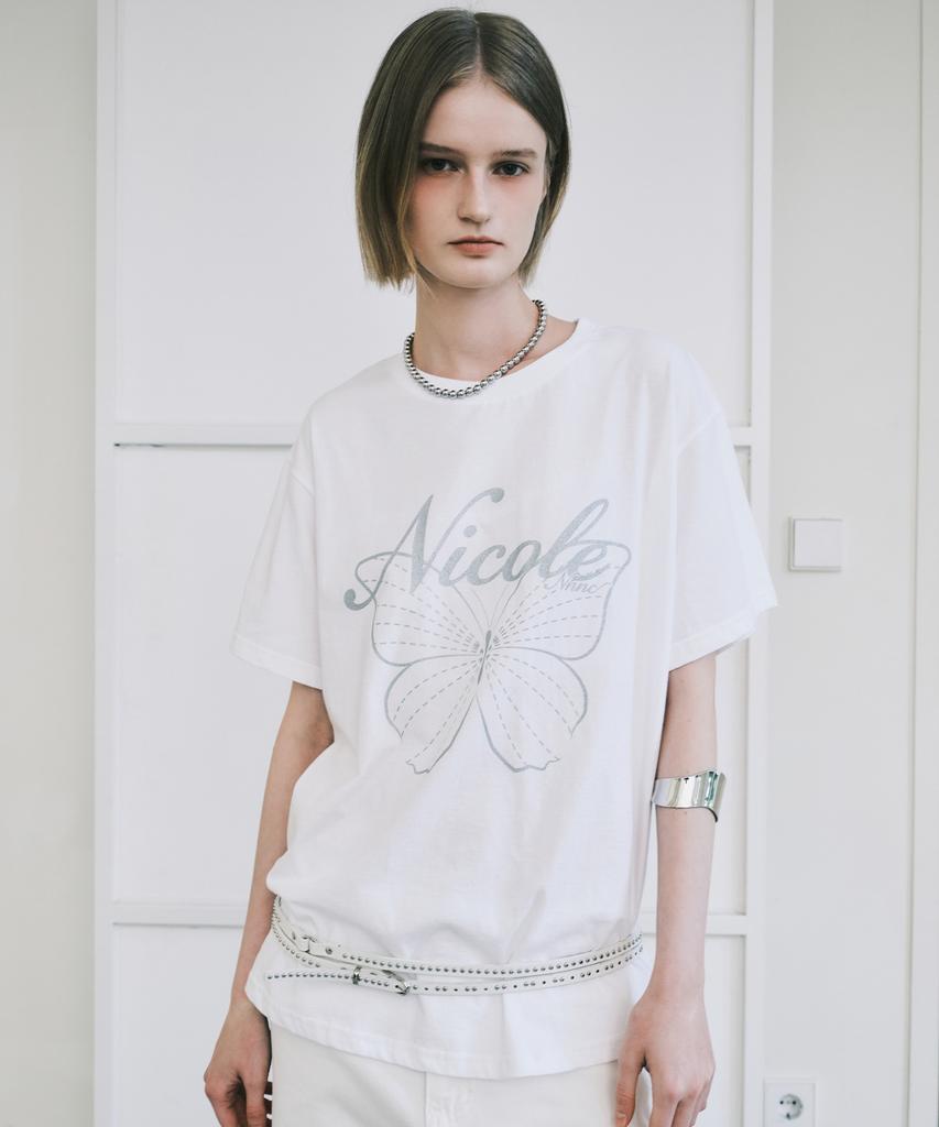 Nigaennikol Nicole Butterfly Sleeve Top_White Silver