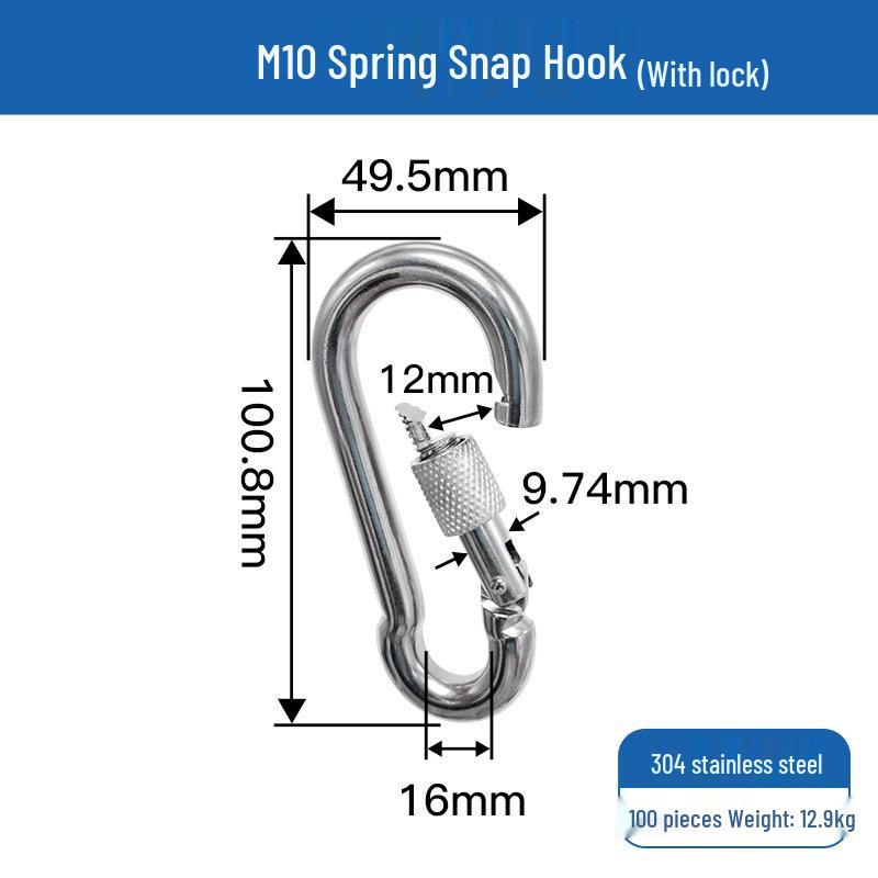 304 Edelstahl Karabinerhaken mit Schloss & Buchse für Schlüsselanhänger/Hundeleine