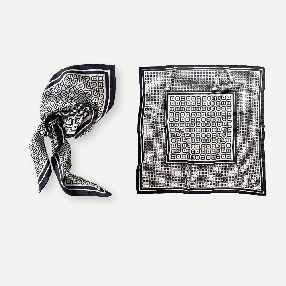 May Kaji American retro headband square scarf neck shirt with cashew flower paisley silk scarf suit accessories