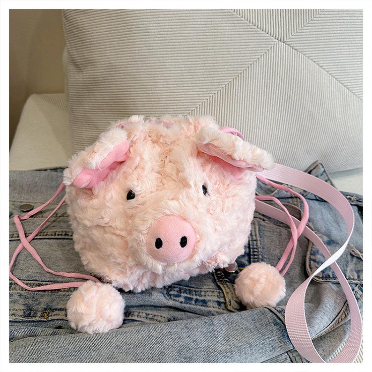 2025 new bear bag cute cartoon plush doll bear head bag doll backpack women's messenger bag