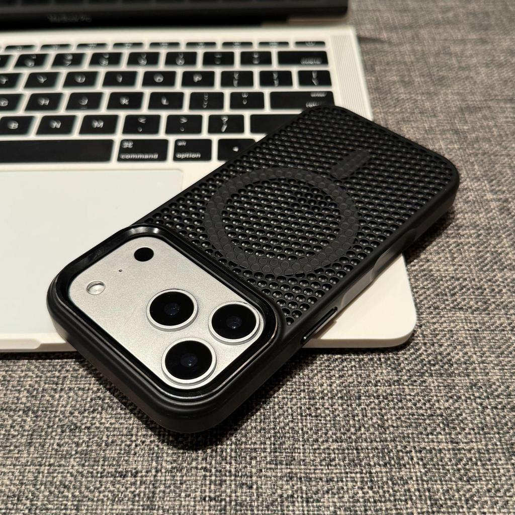 Breathable Hollow Mesh Magnetic Phone Case For iPhone 11 12 13 14 15 16 17 Air Pro Max Plus For Magsafe Wireless Charging Cover