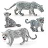 Realistic Animal Jungle Model Set Featuring A Family Of Static Snow Leopards In Colors Vibrant
