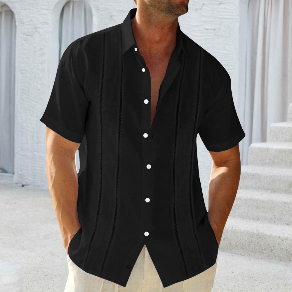 Solid Color Men's Summer New Casual Shirt Versatile and Fashionable Short Sleeved Top