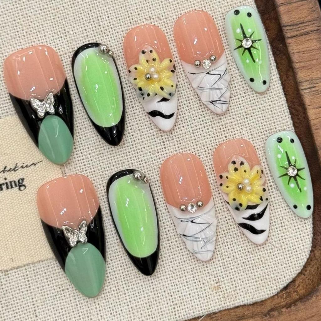 10pcs Hand Painted Gel Press Nails Beautiful Luxury Customized Design Handmade Press On Nails