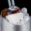 yangyizhi Stainless Steel Ice Bucket, Heavy Duty Champagne Wine Cooler with Slanted Mouth, Thickened Beer Multi-Use Trash Can for Bar KTV