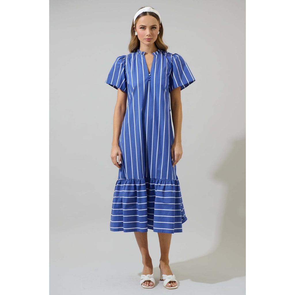 Summer New Vintage Irregular Striped Loose Knee-Length Dress