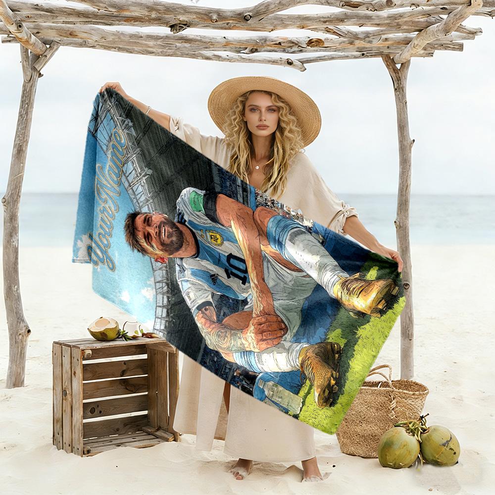 Messi Customize Your Name Beach Towel High Absorbency & Quick-Dry Perfect for Traveling Yoga Camping and Swimming