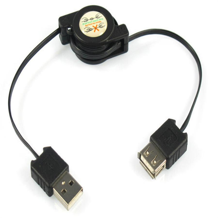 31Inch USB 2.0 A Male To A Female M/F Extension Retractable Cord USB Cable Black