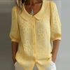 Elegante Hemden mit Blumenmuster für Damen Umlegekragen Halbarm-Blusen Damen Sommerhemden Büro-Damen-Tops