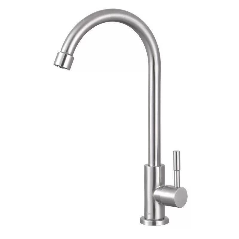 304 Stainless Steel Single Cold Kitchen Faucet with Flexible Spout