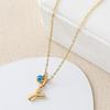 Turkish Blue Eye 3D Letter A-Z Alphabet Necklace For Women Girls Dainty Gold Plated Tiny Letter Stainless Steel Jewelry Gift