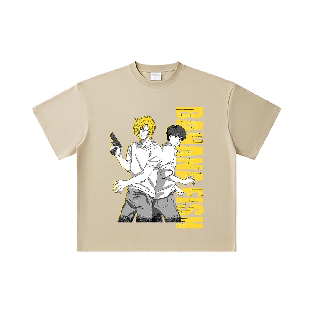 260 GSM Double Yarn 32 Count 100% Cotton Banana Fish V1 Print Unisex Heavy Cotton T Shirt… More