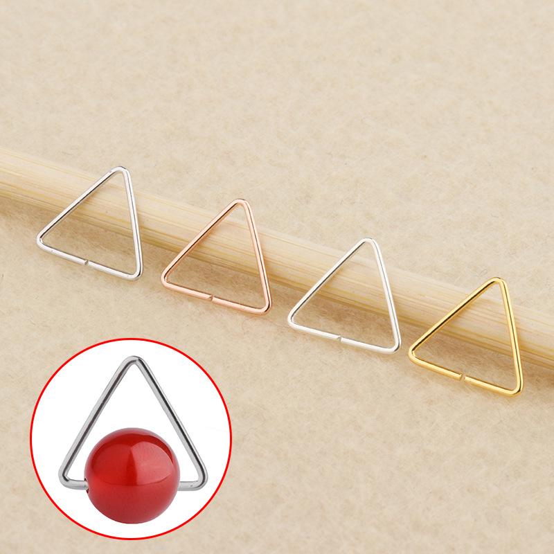Tingxiang S925 Sterling Silver Geometric Triangle Earrings with Bead Holders