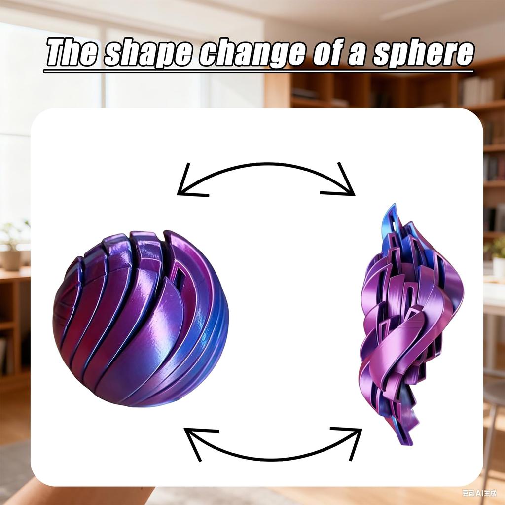 3D Printed Fidget Slime Ball Toy Deformable Twistsphere Stress Relief Fidget Toy With Liquid Flow Effect For Anxiety Relaxation