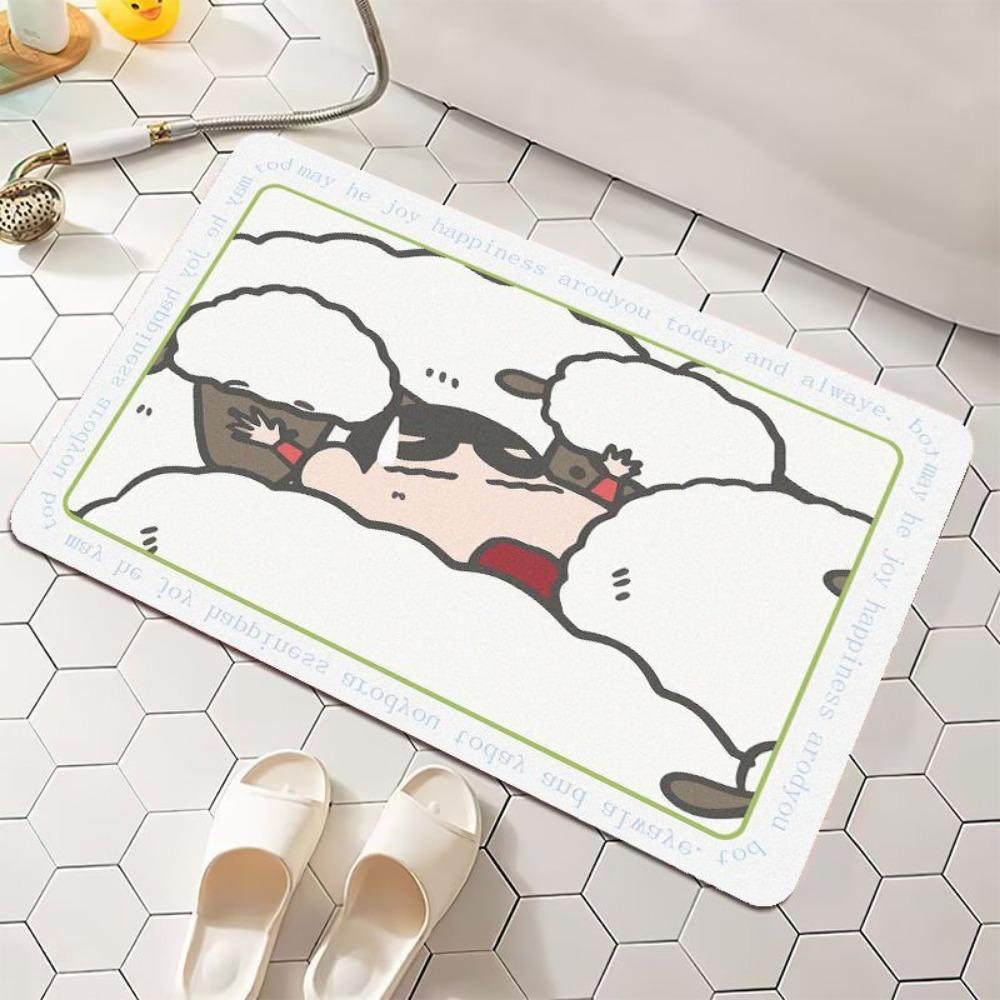 2pcs Cartoon Household Absorbent Wear-resistant Floor Mat Dirt-resistant Foot Pad Diatom Mud Carpet Easy Drying Pad