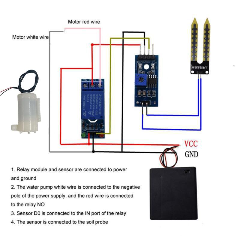 Automatic Irrigation Module DIY Kit Automatic Water Pumping Soil Moisture Sensor Relay Module 50cm Hose for Arduino