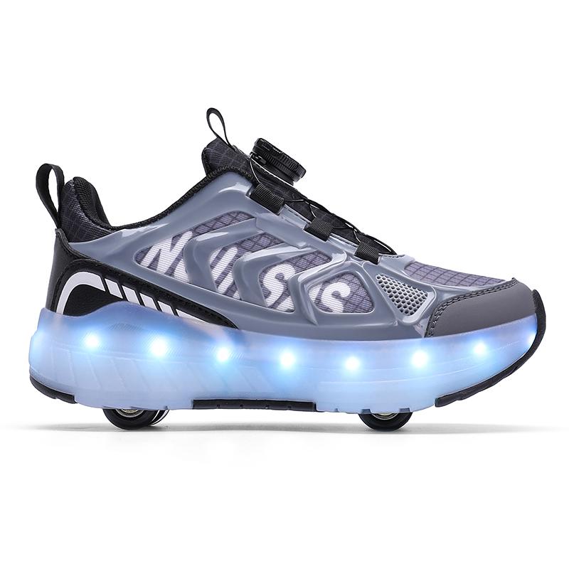 Kids Lights Sports Shoes Rubbing Shoes Charging and Disassembling Four Wheels Slide Shoes LED Kids Glowing Sneakers