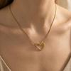 18K Gold-Plated Geometric Heart Necklace - Minimalist Stainless Steel Women's Accessory