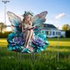 2D Flat Acrylic Blue Fairy Garden Stake Wooden Sign, Outdoor Gardens and Potted Landscapes Signs, Suitable for Wall Decoration, Porch, Room, Villa, a