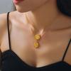 Fenny Fashion Embossed Stars 12 Constellations Round Brand Pendant Necklace 18K Gold Plated Stainless Steel Jewelry