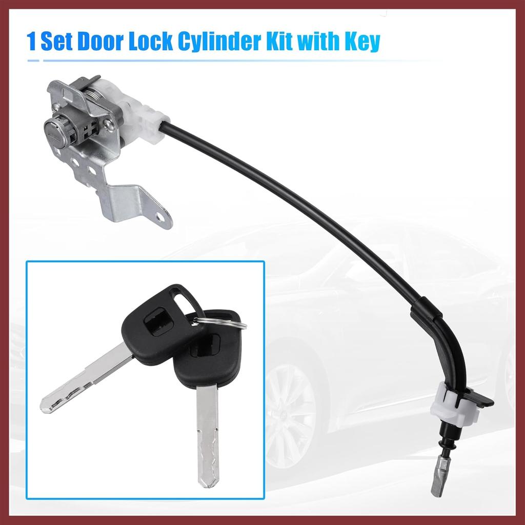1 Set Front Left Side Door Lock Cylinder Cable with 2 Keys for Honda Civic 4-Door 2006 2007 2008 2009 2010 2011 72185-SNA-A01 Replace Parts