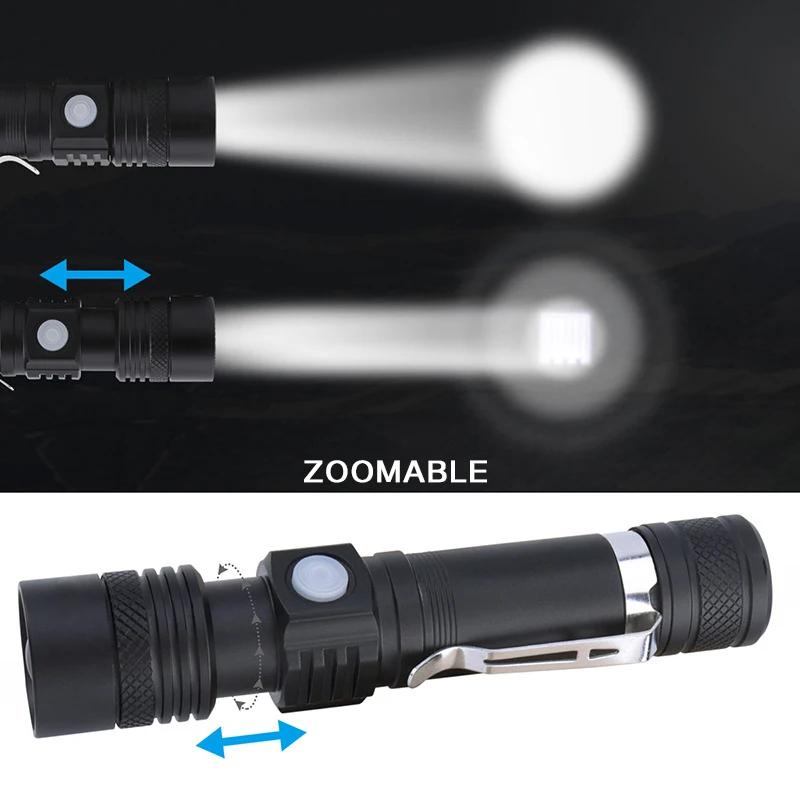 Ultra Bright LED Flashlight USB Rechargeable Led Torch T6 Lanterna Bicycle Light Use18650 Battery.For Cycling Outdoors