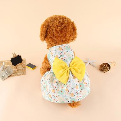Thin Style Pet Dress Puppy Skirt Cat Bow Princess Dress Teddy New Pet Cute Skirt Floral Print Pet Costume for Small Dog Cat
