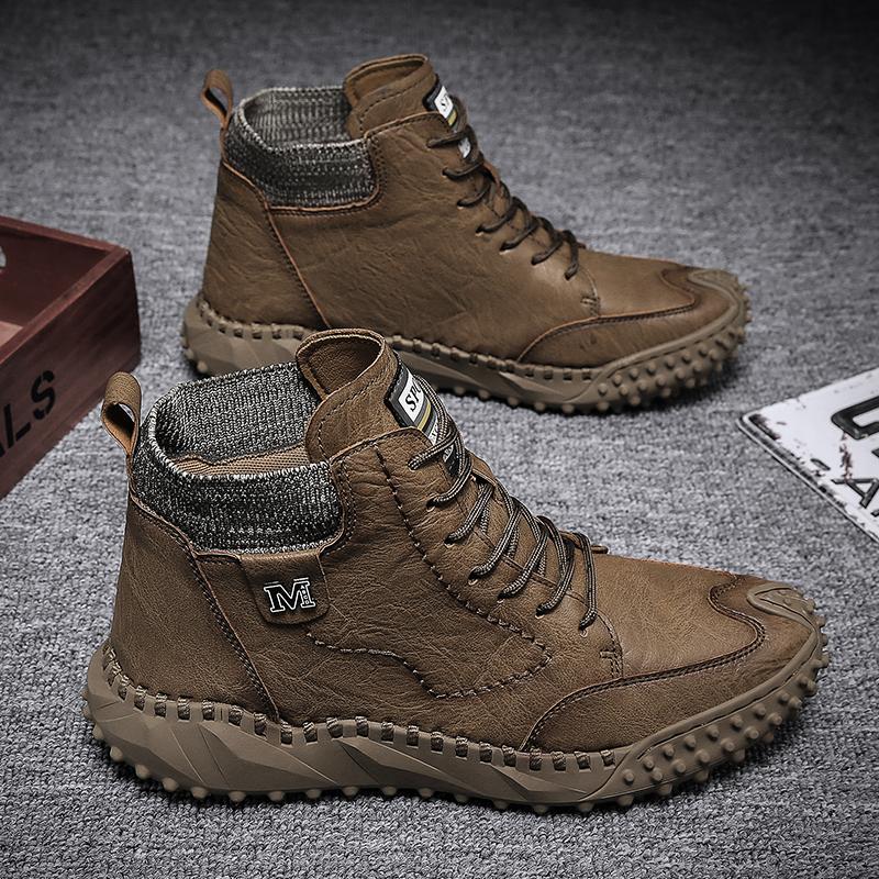 Fashion Classic Men's Boots Outdoor Shoes Plush Men's Snow Boots Fashion Soft Brand Breathable Outdoor Work Men Motorcycle Shoes