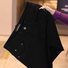 Black summer thin pants slimming new light luxury men's jeans slim straight nine-point pants versatile