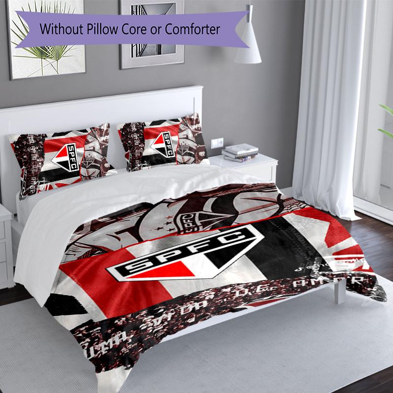 3pcs São Paulo FC Logo Pattern Bedding Set Duvet Cover Set Includes Duvet Cover &pillowcases, Perfect All Season Bedroom Decoration & Gift