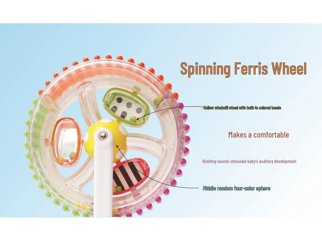Tri-Color Rotating Ferris Wheel Baby Windmill: Multifunctional, Colorful Suction Cup Rattle Toy