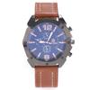 Men's Korean Style Casual Leather Strap Quartz Watch with Big Dial and Unique Design