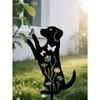 Metal Dog Garden Stakes Set of 2, Cute Puppy Sculpture Outdoor Lawn Art, Weatherproof Yard Decor for Patio, Pet Memorial Gift for Dog Owners