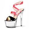 15Cm high heels thin heels waterproof table shoes color matching hollow hate sky high crystal wedding shoes women