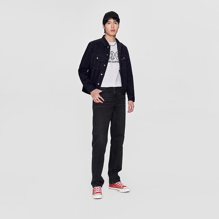 Lee Standard Version Polo Collar Knight Denim Jacket Men jackets Black LMT0065653YS00F898L00