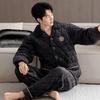 Pajamas Men's Winter 1011 New Three-layer Thickened Fleece Padded Cotton Autumn and Winter Middle-aged Dad Large Size Winter Loungewear